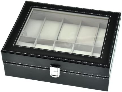 FreeDancer Black PU Watch Display Box Show Case Jewelry Storage Organizer (10 Slots)