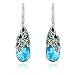Sterling Silver Marcasite and Blue Glass Teardrop Earrings
