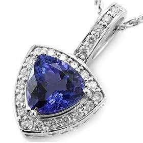 3.21ct Tanzanite & Diamonds Necklace 14k White Gold