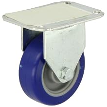 E.R. Wagner Plate Caster, Rigid, Polyurethane on Polyolefin Wheel, Plain Bearing, 125 lbs Capacity, 3" Wheel Dia, 1" Wheel Width, 3-13/16" Mount Height