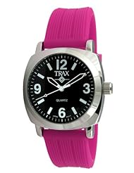 Trax TR5008-BF Womens Shelley Black Dail Fuchia Rubber Strap Watch