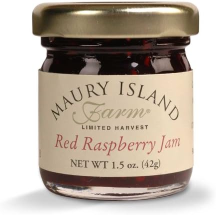 Gourmet Red Raspberry Jam, 1.5 oz Mini Jar - All Natural - by Maury Island Farms (Case of 72)