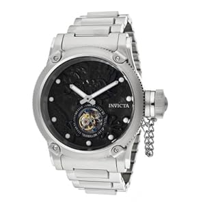 Invicta Men's 11142 Russian Diver Mechanical Tourbillion Black Patterned Dial Stainless Steel Watch
