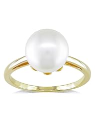 14k Yellow Gold 10-10.5mm White Freshwater Cultured Pearl Solitaire Ring, Size 7