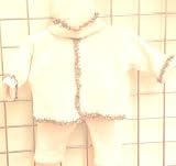 Hand Knitted Crochet Finished Pink Chenille Grey Ruffle Cardigan Pant Hat Set with Hidden Buttons