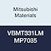 Mitsubishi Materials VBMT331LM MP7035 Carbide VB TYPE Positive Turning Insert with Hole, Unstable Cutting, Coated, Rhombic 35?, 0.375" IC, 0.187" Thick, 0.016" Corner Radius, LM Breaker (Pack of 10)