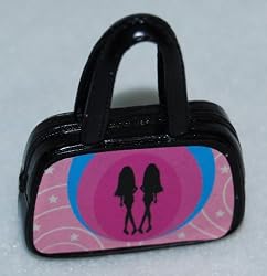 Black Doll Purse with Pink Front and Two Diva's