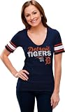 Detroit Tigers Navy Women's Baby Jersey Slit Neck Hooded T-Shirt