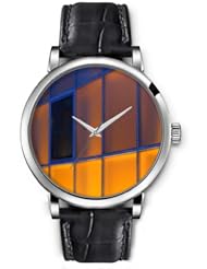 SPRAWL Aanalog Fashion Series Silver Ladies Watches of Genuine Black Leather Strap,Unique Wrist Watch for Women Girls Designed with Lights in the windows