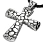 Large Textured Cross Stainless Steel Pendant