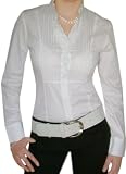 Blusen:Stylishe Bodyblouse mit V-Schnitt ,Baumwolle Business Blusenbody.Gr.S Weiß