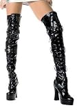5 inch Chunky Heel Thigh High Boot Women's Size Shoe With 3 Buckle Detail