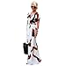 2016 Newest Irregular Printing Dress Sexy Deep V-neck Maxi Skirt with Belt (L)