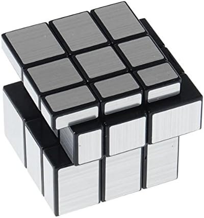 YSW Brushed Silver Mirror Blocks Puzzle Cube + CFOP 3x3 Rubik's Cube Method Card