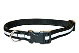 Medium Reflective Black Dog Collar: 3/4 wide, Adjusts 13-20.