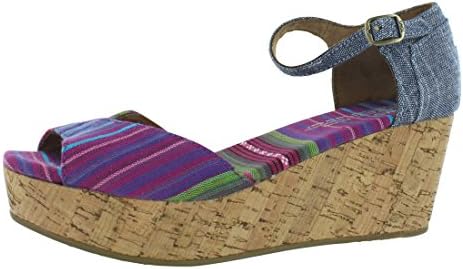TOMS Women's Platform Wedges Sandal Multi Stripe Size 7.5 B(M) US