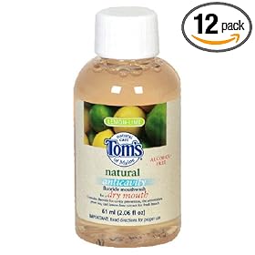 Tom's of Maine Natural Anticavity Fluoride Mouthwash, for a Dry Mouth, Lemon-Lime, 2.06-Ounce Bottles (Pack of 12)