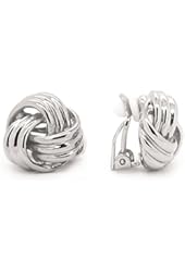 Rhodium Plated Love Knot Clip On Earrings