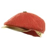 Golden Brim Knit Newsboy Hat - Fuchsia W16S61C