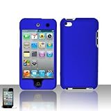 Premium Rubberized Snap-on Hard Crystal Front and Rear Case Cover for Apple iPod Touch 4G, 4th Generation, 4th Gen – Blue compatible with 8GB / 32GB / 64GB