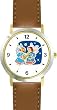 Two Angel Carolers - Cherub, Angel or Cupid Theme - WATCHBUDDY&reg; DELUXE TWO-TONE THEME WATCH - Arabic Numbers - Brown Leather Strap-Size-Large ( Men's Size or Jumbo Women's Size )