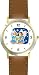 Two Angel Carolers - Cherub, Angel or Cupid Theme - WATCHBUDDY&reg; DELUXE TWO-TONE THEME WATCH - Arabic Numbers - Brown Leather Strap-Size-Large ( Men's Size or Jumbo Women's Size )