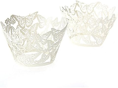 Supersaving360 White Butterfly pattern cupcake wrapper wedding Party Birthday baby shower 25Pcs