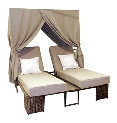 Amani Double Chaise Cushioned Lounge with Canopy- Cast Aluminum
