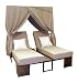 Amani Double Chaise Cushioned Lounge with Canopy- Cast Aluminum