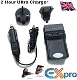 Ex-Pro Digital Camera Travel Charger, UK, USA, Canada & Europe - 2 Hour Fast Charge for Sony NP-BG1, NP-FG1, NPBG1 NPFG1 for DSC-W30, DSC-W35, DSC-W40, DSC-W50, DSC-W55, DSC-W55/B, DSC-W55/L, DSC-W55/P, DSC-W55DBL, DSC-W70, DSC-W80, DSC-W80/B, DSC-W80/P, DSC-W80/W, DSC-W80HDPR, DSC-W90, DSC-W90/B, DSC-W100, DSC-W110, DSC-W115, DSC-W120, DSC-W125, DSC-W130, DSC-W150, DSC-W170, DSC-W100/B, DSC-W200, DSC-W210