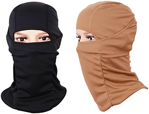 BluWhale 2 PACK-Multi-Purpose Sports Balaclava - Protecting from Wind and UV - Fits Under Any Helmet - Can Be Used As Ski Mask, Cycling Sports Face Mask, Motorcycle Mask, Face Mask - Free Size - 100% Durable Polyester (Black+Desert)