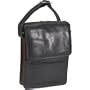 Derek Alexander Leather Function Travel Shoulder Bag with Cell Case - Black and Brandy
