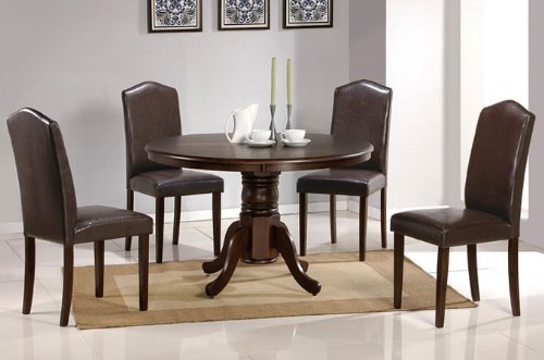 5pcs Dining Table and Chairs Set with Parson Chairs - Espresso Finish