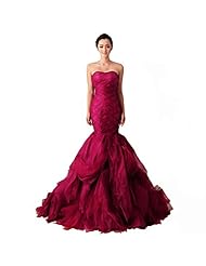 Strapless Mermaid Floor Length Lace-Up Organza Evening Dress 