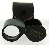 10x by 21mm TRIPLET professional JEWELERS LOUPE black with LEATHER CASE