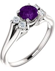 Platinum 5.00mm Round Cut Chatham Created Alexandrite and Diamond Ring -- LIFETIME WARRANTY