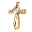 14K Yellow Gold Diamond Cross Pendant - 25.00x17.50mm
