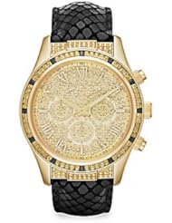 Michael Kors Goldtone Chronograph Python-Embossed Strap Watch - Gold-Black