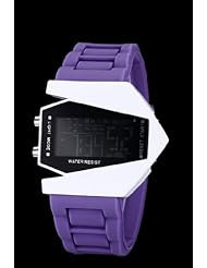 Youyoupifa White Airplane Shape Metal Case LED Digital Sport Watch (Purple)