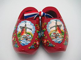 Decorative Wooden Shoe Clogs Dutch Landscape Design Red (3.25