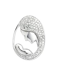 Bling Jewelry 925 Sterling Silver CZ Pave Mother Child Pendant