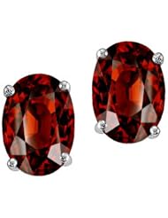 Tommaso Design (tm) Oval 7x5mm Genuine Garnet Earring Studs