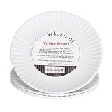 "What Is It?" Reusable White Appetizer or Dessert Plate, 6 Inch Melamine, Set of 4