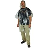 4 PACK Clear - MUST HAVE item! Emergency Rain Poncho Coat Rainwear w/ Draw String Hood & Sleeve & SIS EMERGENCY POUCH