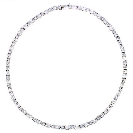 Classic C.Z. 4.5MM Diamond Sterling Silver Tennis Necklace