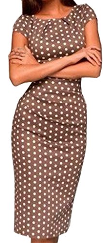 CANDAY Women's Sleeveless Polka Dot Hip Package Pencil Dress