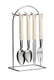 Premier Housewares 18/0 24-Piece Tafa Cutlery Set On Wire Stand, Cream