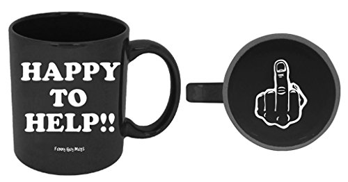 Funny guy mugs happy to help ceramic coffee mug, black,…