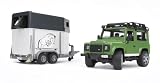 Bruder Land Rover Defender Station Wagon with Horse Trailer and Horse
