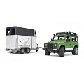 Bruder Land Rover Defender Station Wagon with Horse Trailer and Horse